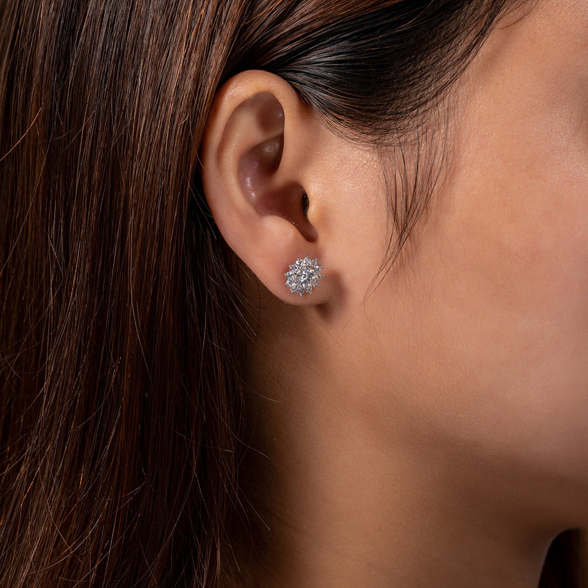 Sunflower Moissanite Earring