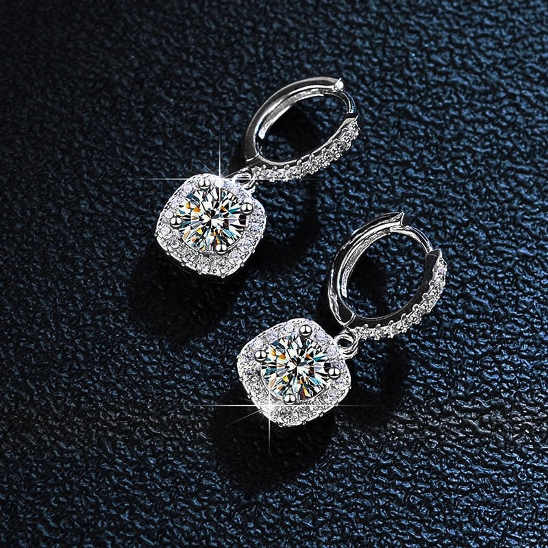 18k White Gold Plated Brilliant Moissanite Earrings