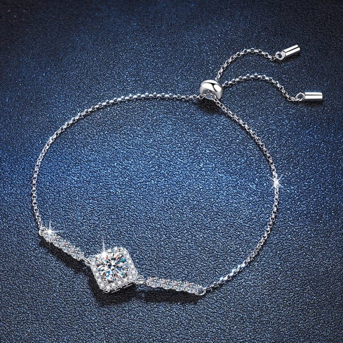 Intense Shine Bracelet with Moissanites and 14k White Gold Plated Silver