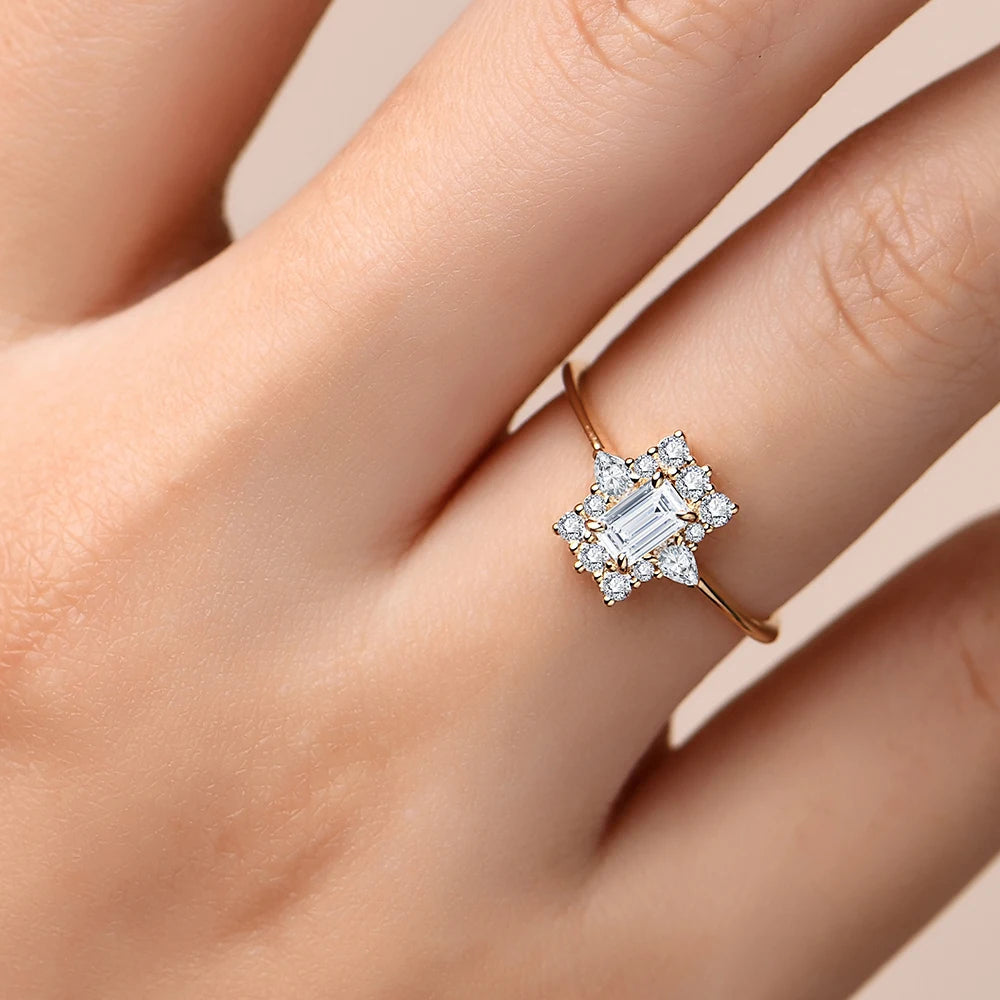 Ring with Square Moissanite Stone