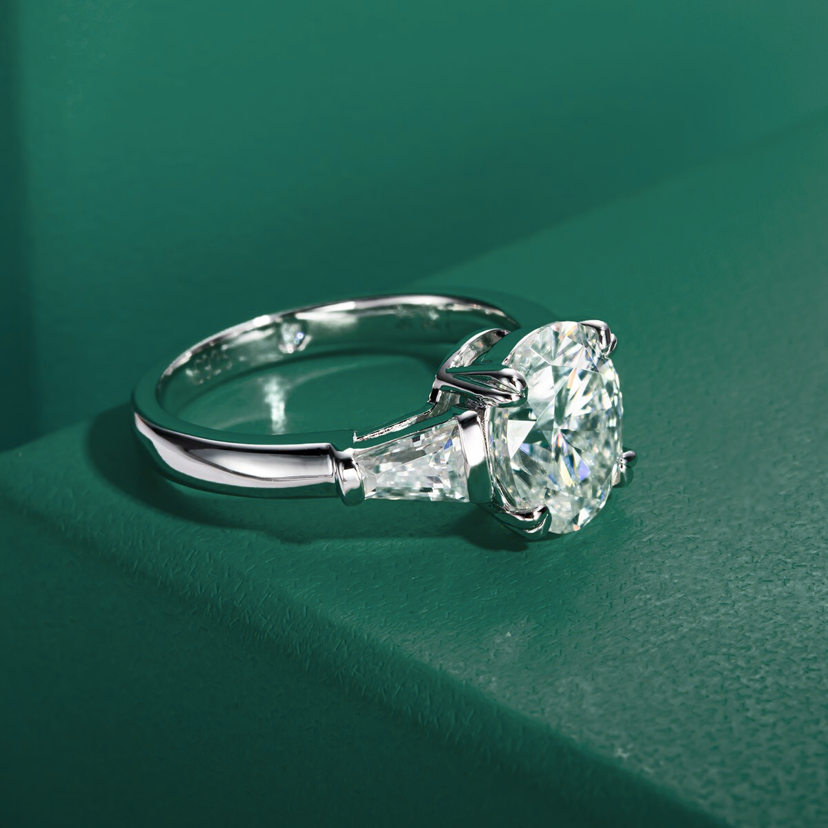 Oval Moissanite Triad Ring