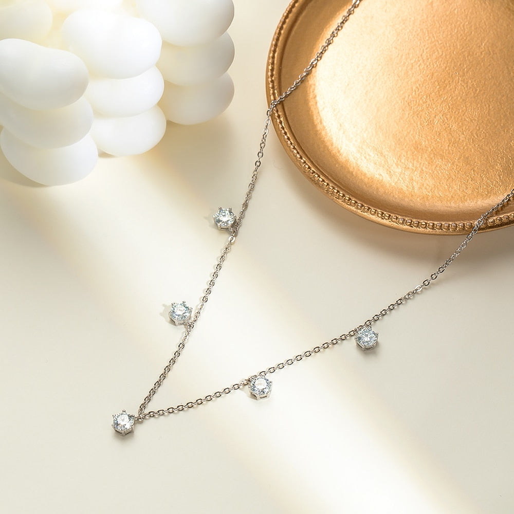 Jasmine Moissanites Necklace in Silver