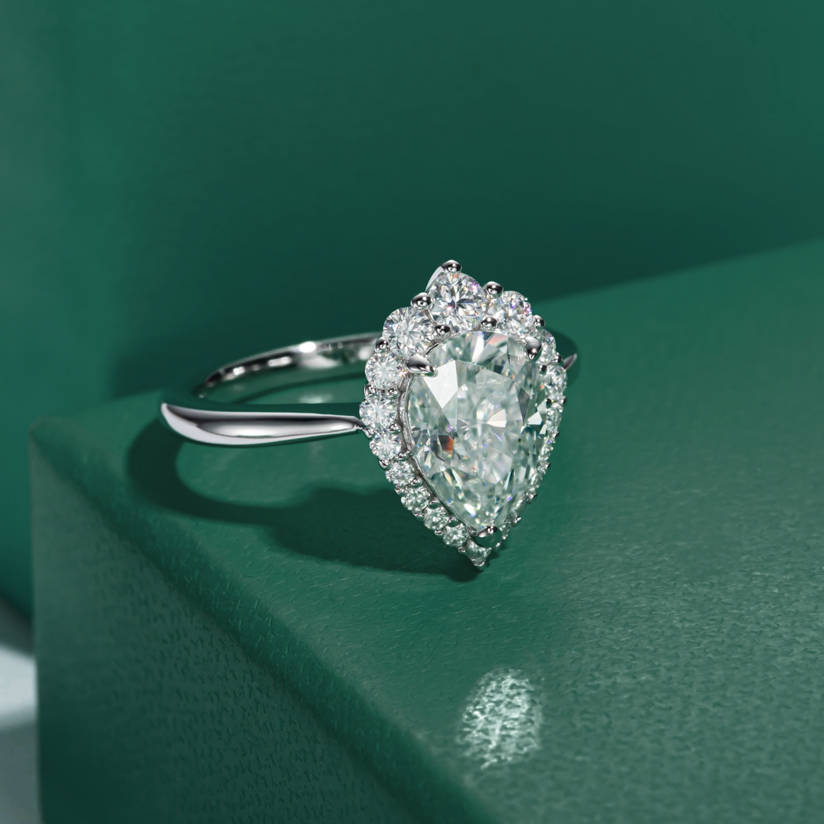 Halo Pear Moissanite Ring