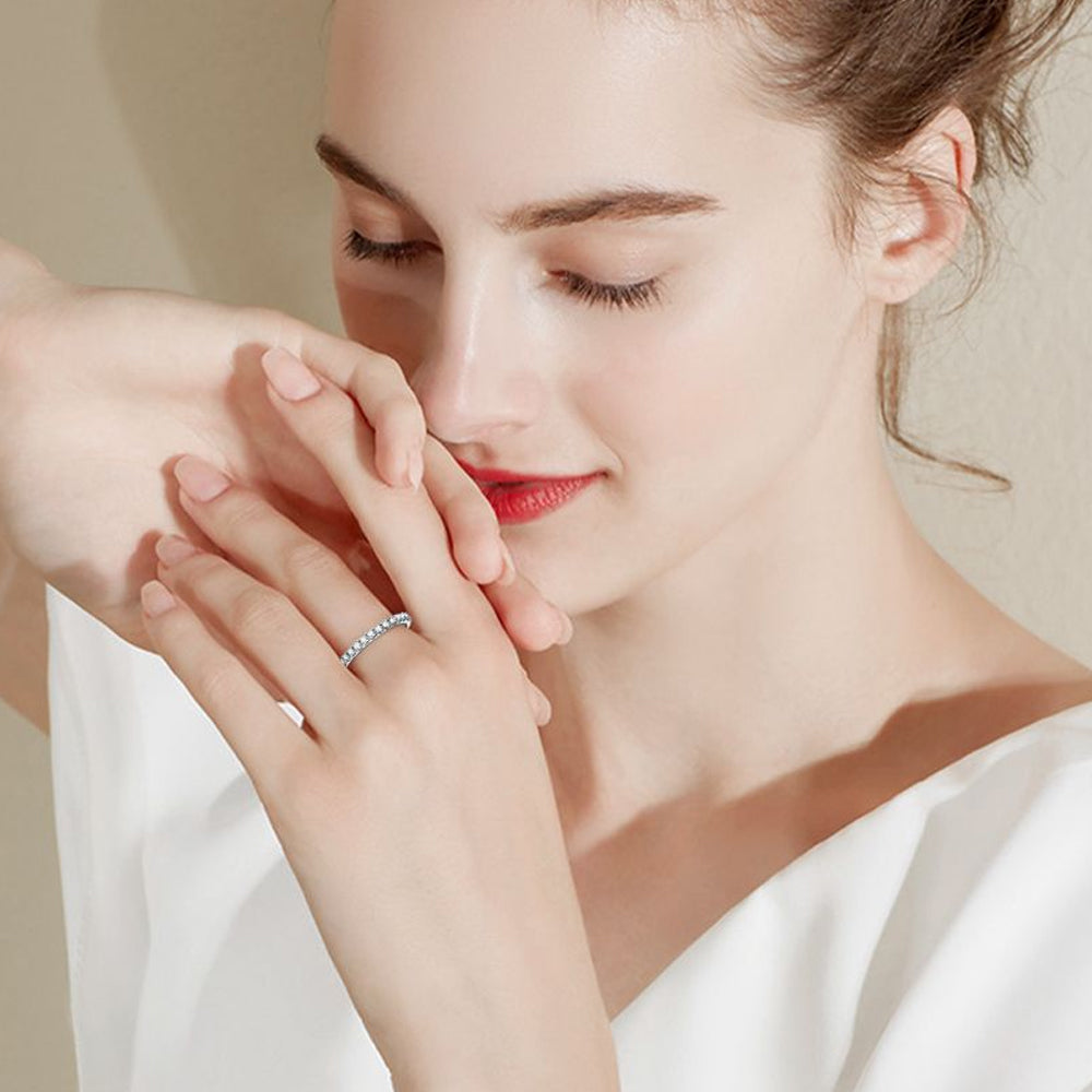 Moissanite Wedding Ring with 185 Points in 18k Gold Plated Silver