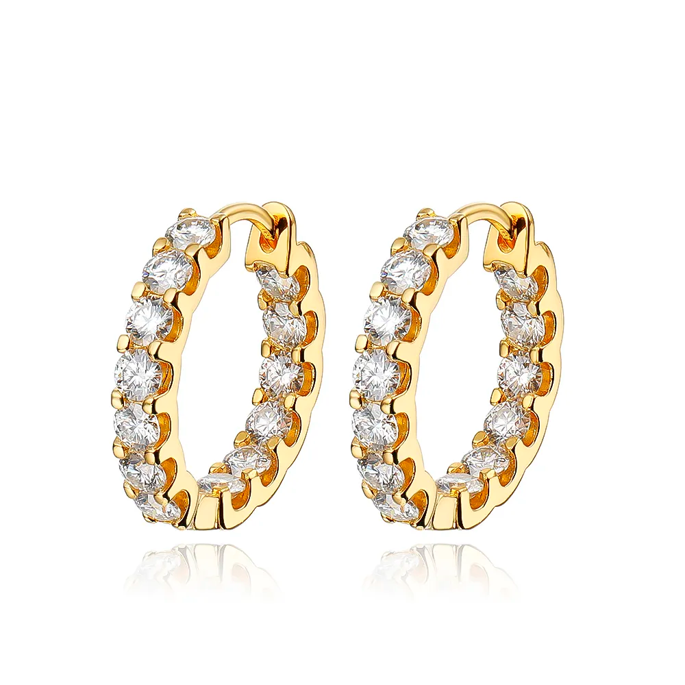 Luxury Moissanite Hoop Earring in 14k Gold Plated Silver