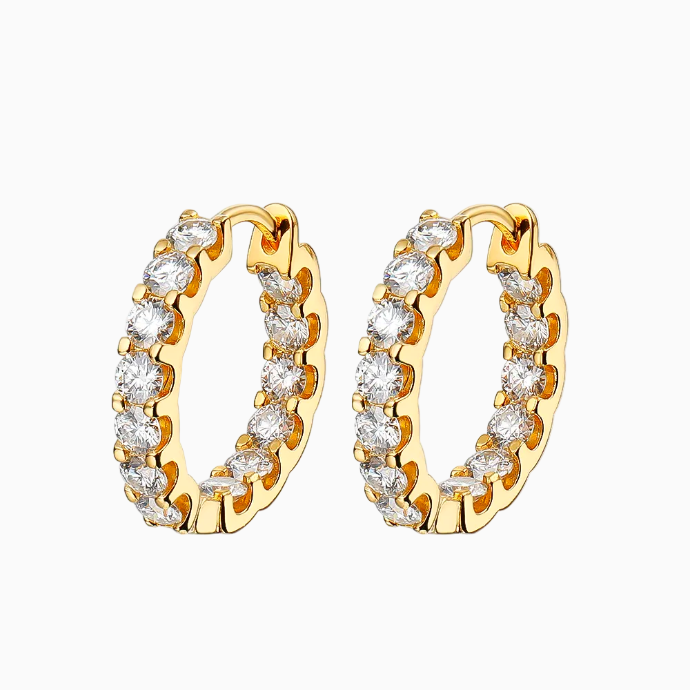Luxury Moissanite Hoop Earring in 14k Gold Plated Silver