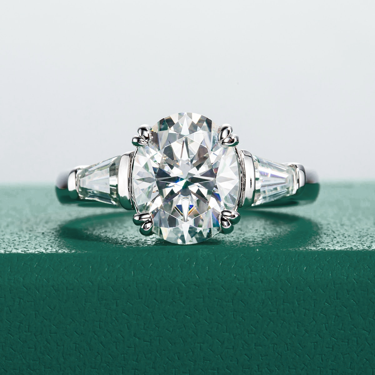 Oval Moissanite Triad Ring