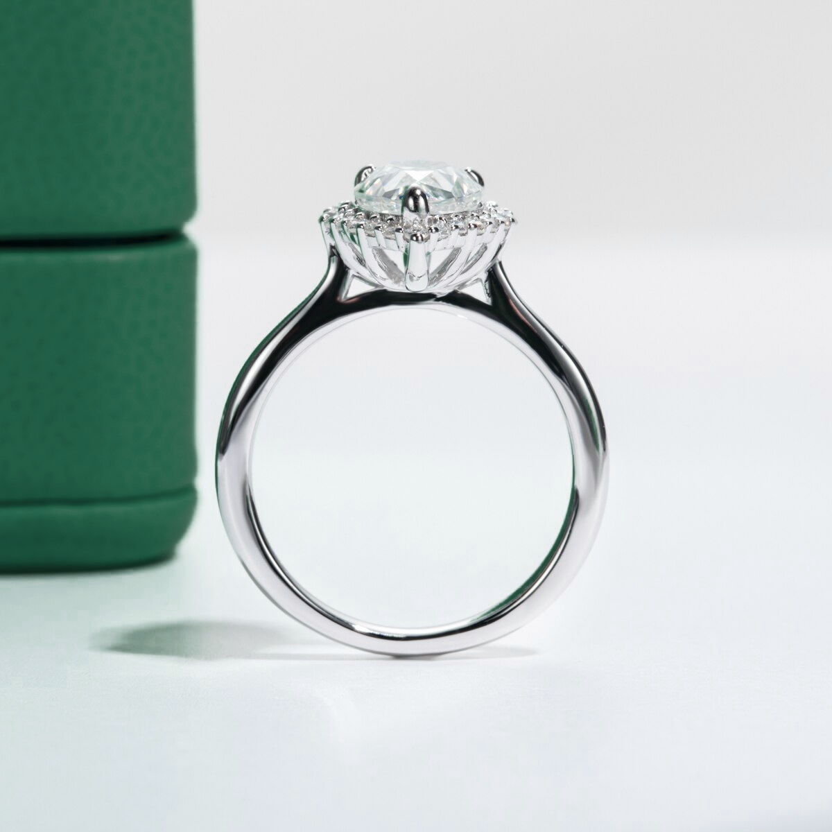 Halo Pear Moissanite Ring