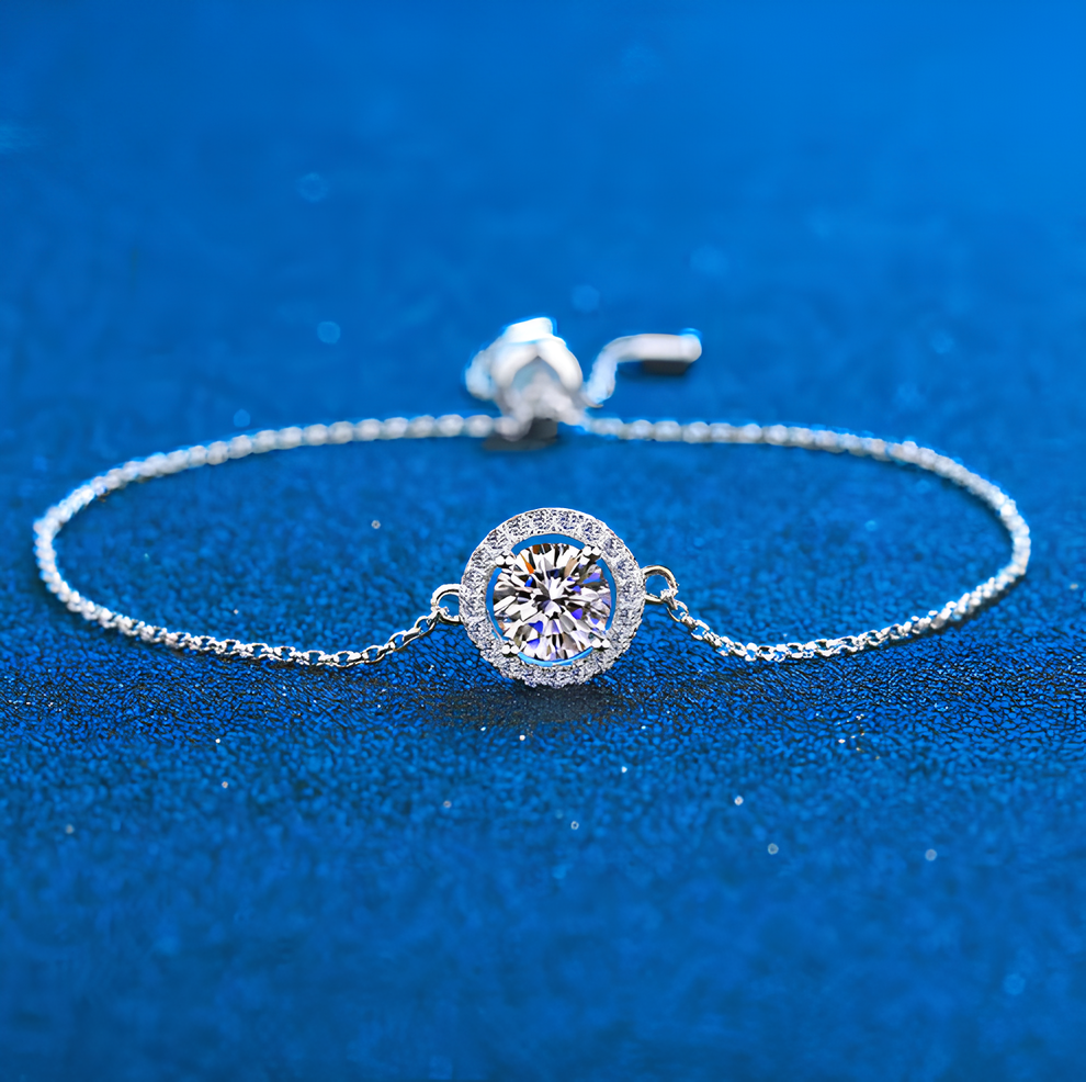 Ice Queen Bracelet Moissanite and Silver Plated in 18k White Gold