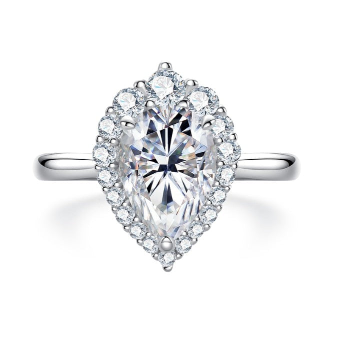 Halo Pear Moissanite Ring