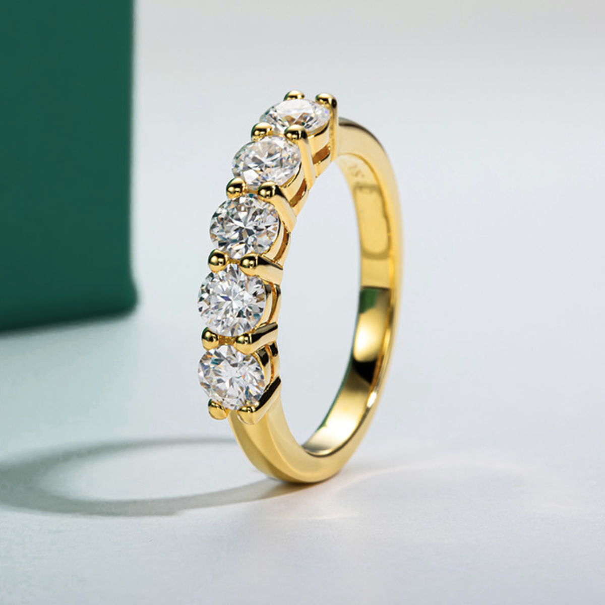 Gold Half Wedding Ring 150 Moissanite Points