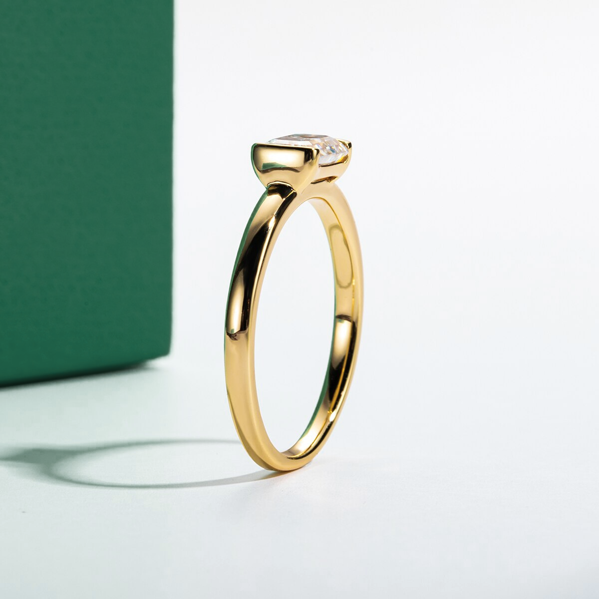 Clean Emerald Moissanite Ring