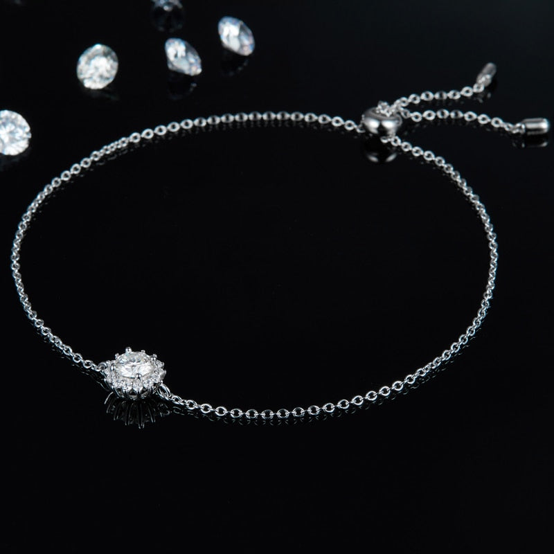 Sunbeam Bracelet with Moissanites and 14k White Gold Plated Silver