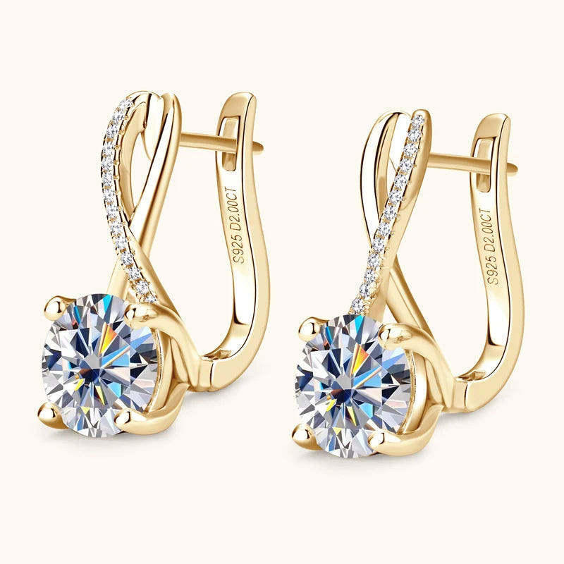 Luxury Infinity Moissanite Earring 18k Gold Plated
