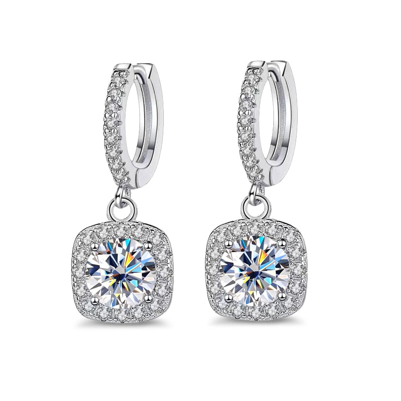 18k White Gold Plated Brilliant Moissanite Earrings