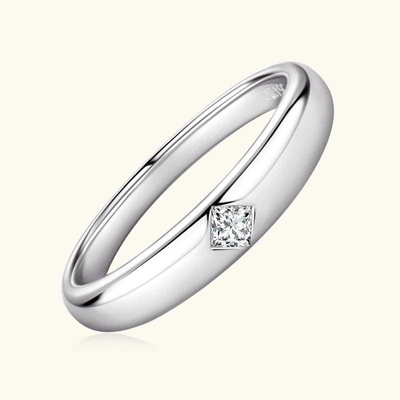 15 Points Princess Moissanite Wedding Ring Silver 14k Gold Plated