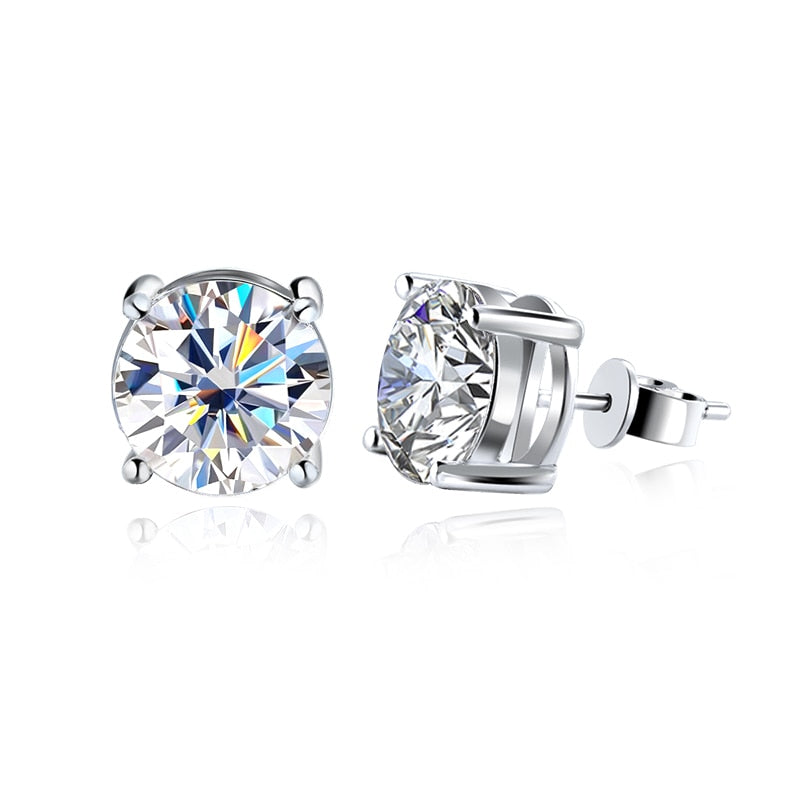 Brinco SolitĂĄrio de Moissanite genuĂna em ouro 18K, luxo e elegância.