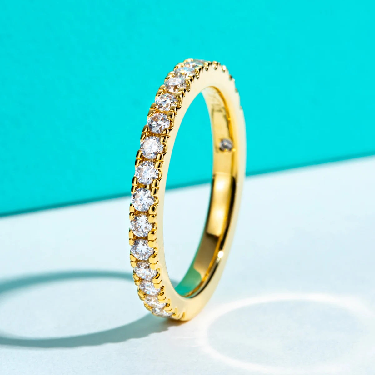 Aura Half Wedding Ring with 20 Moissanite Points in Gold Plated Silver