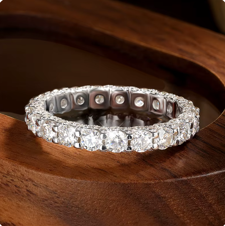 Wedding Ring Studded with 250 Moissanite Points in 925 Silver