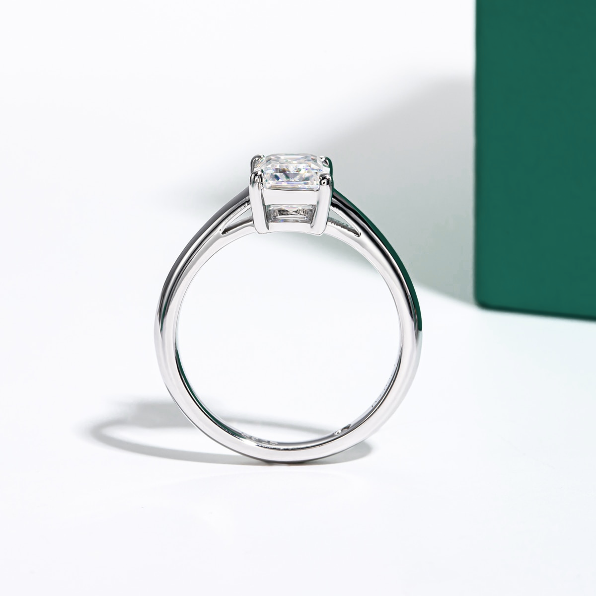Emerald Moissanite Solitaire Ring