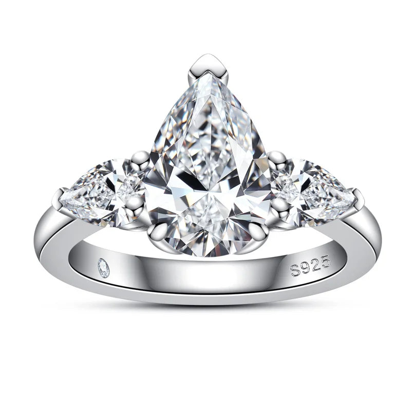 Trilogy Pear Moissanite Ring