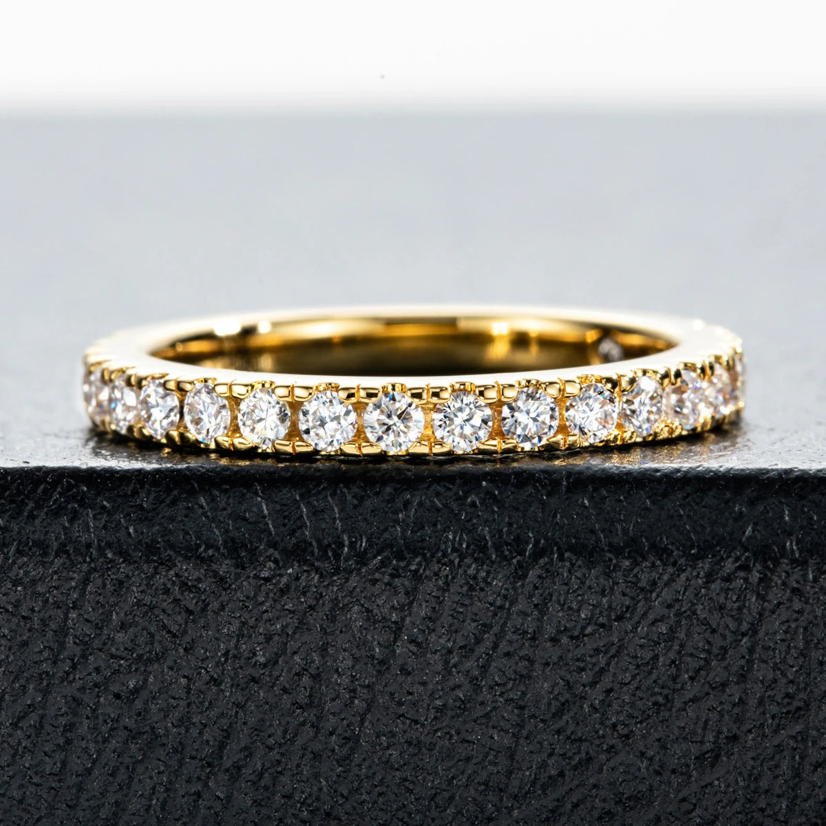 Aura Half Wedding Ring with 20 Moissanite Points in Gold Plated Silver