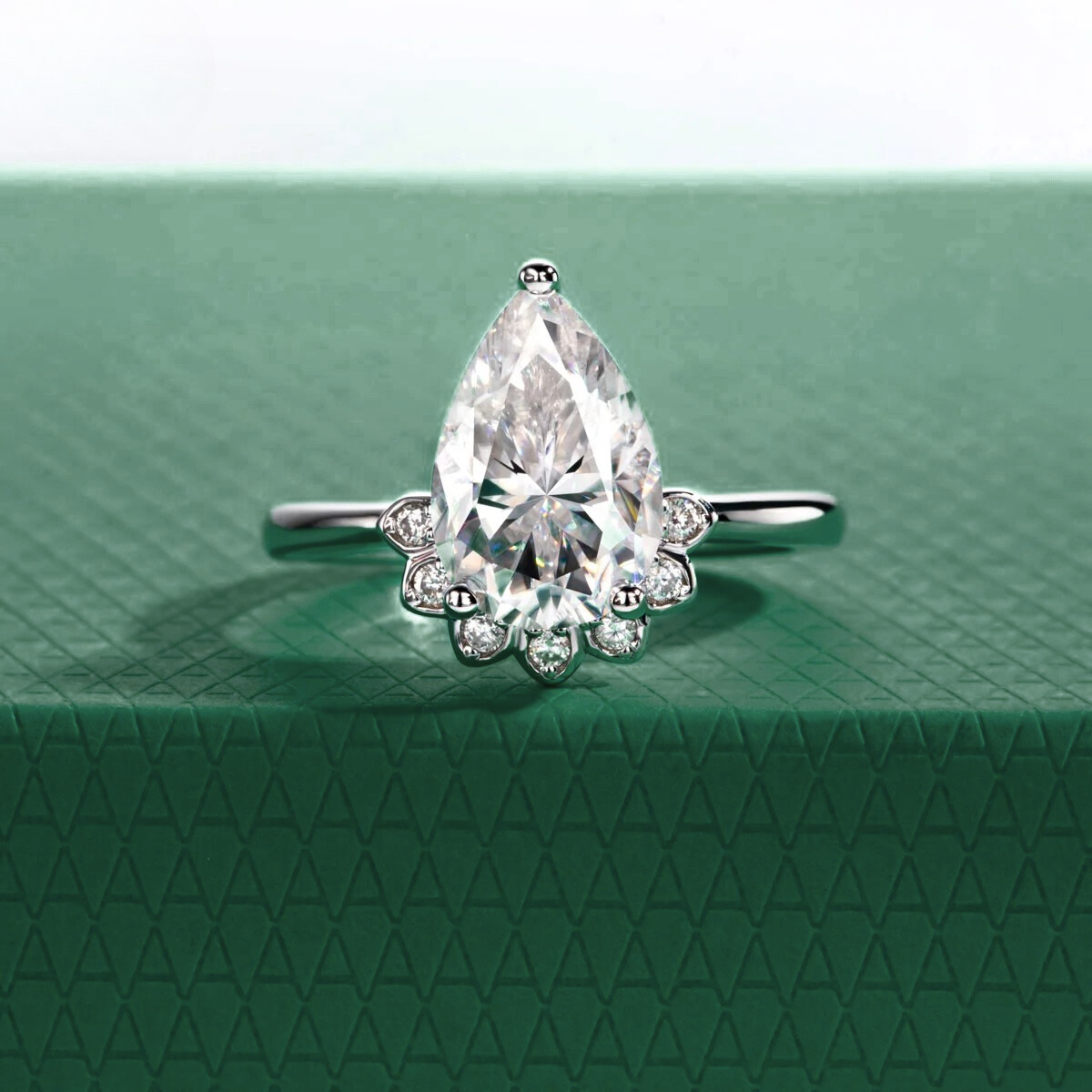 Flower Pear Moissanite Ring