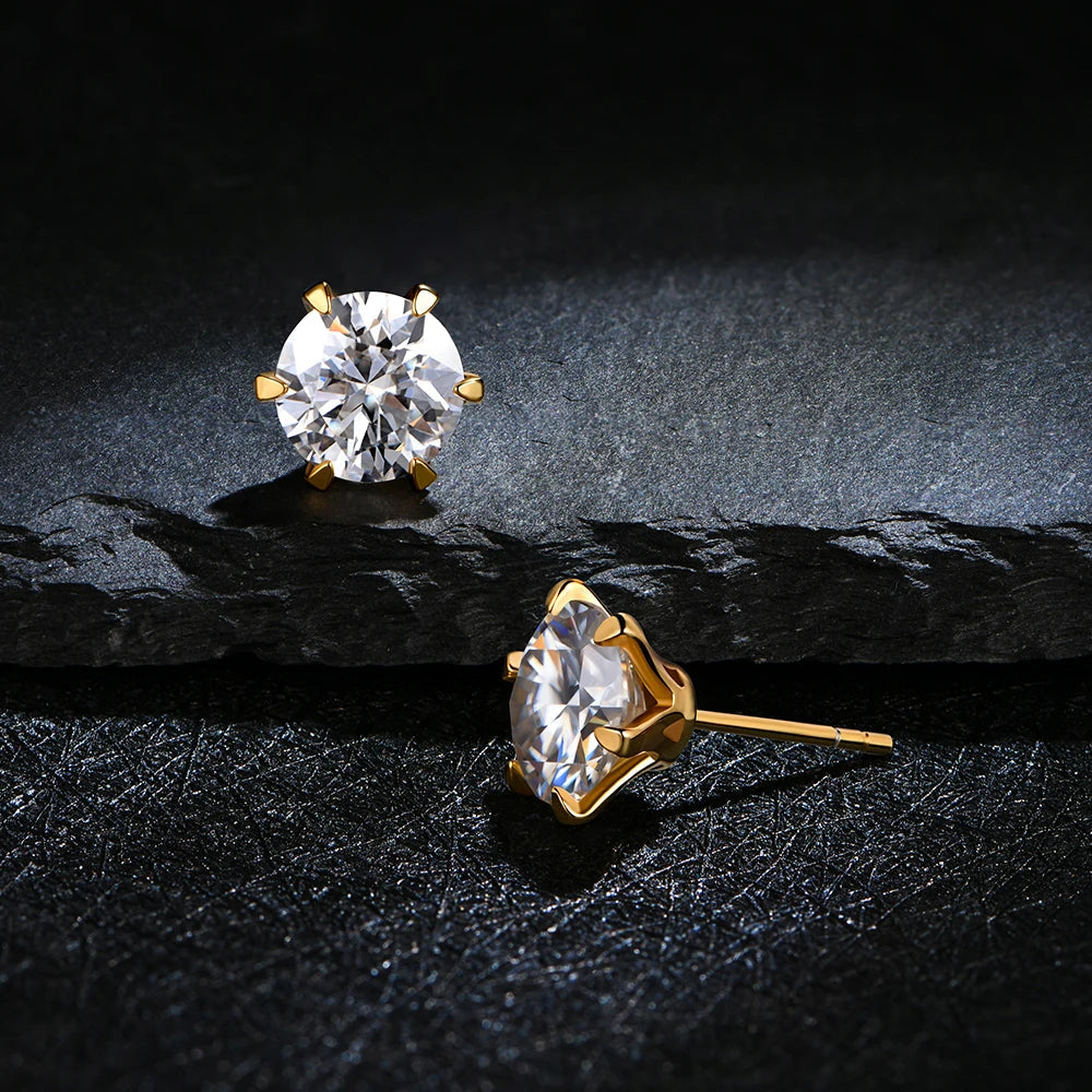 18k Gold Plated Moissanite Brilliant Point Earring
