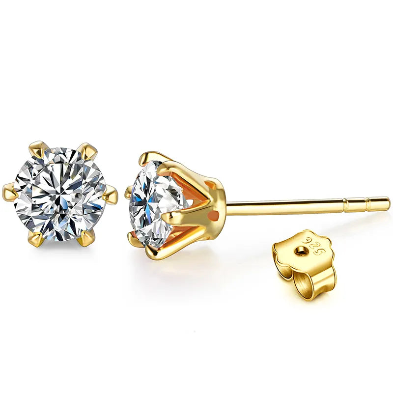 18k Gold Plated Moissanite Brilliant Point Earring