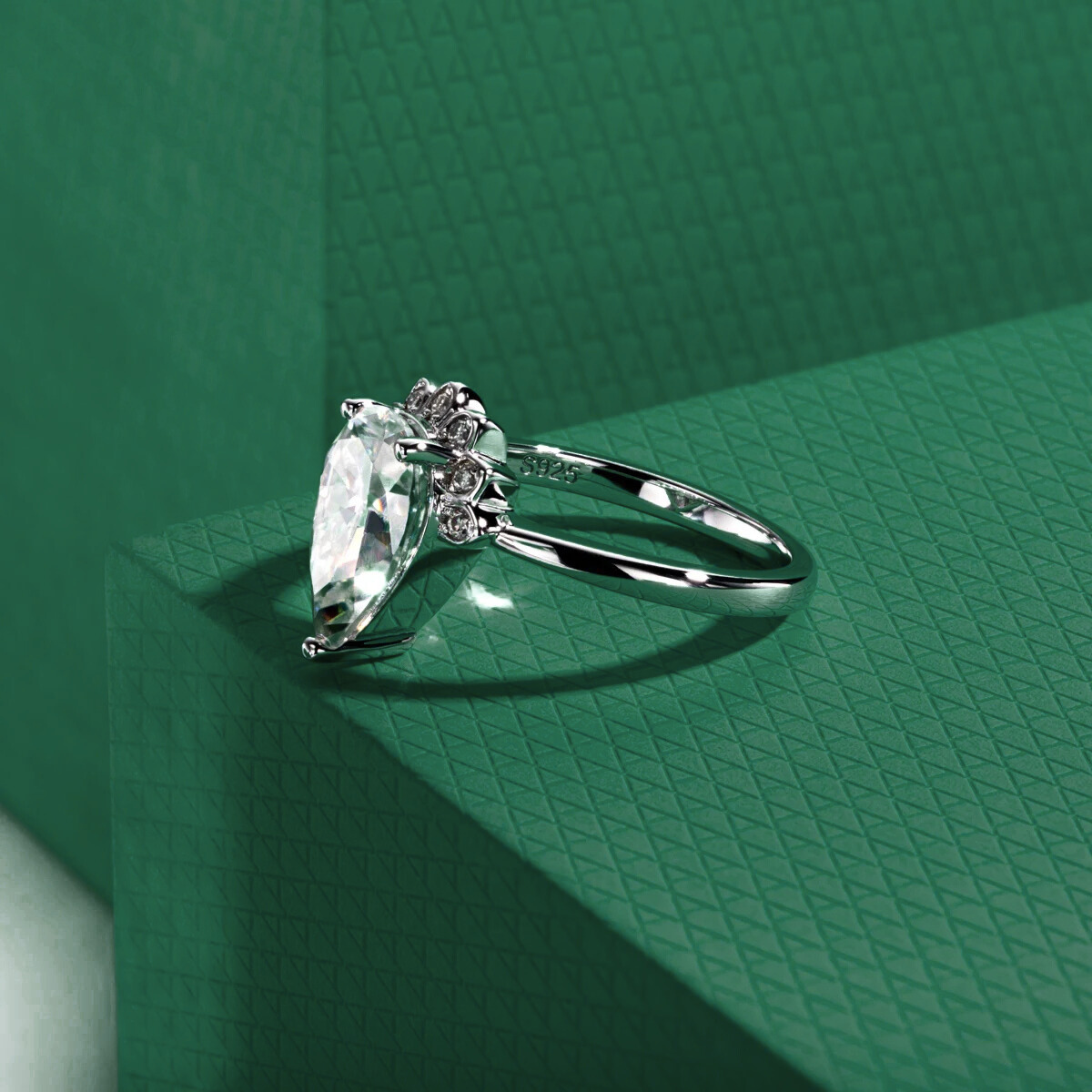 Flower Pear Moissanite Ring