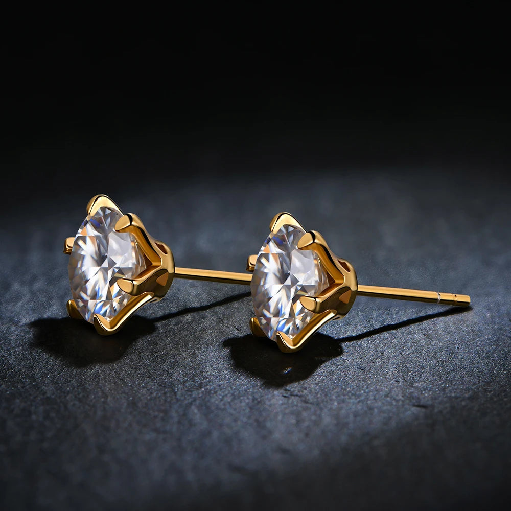 18k Gold Plated Moissanite Brilliant Point Earring