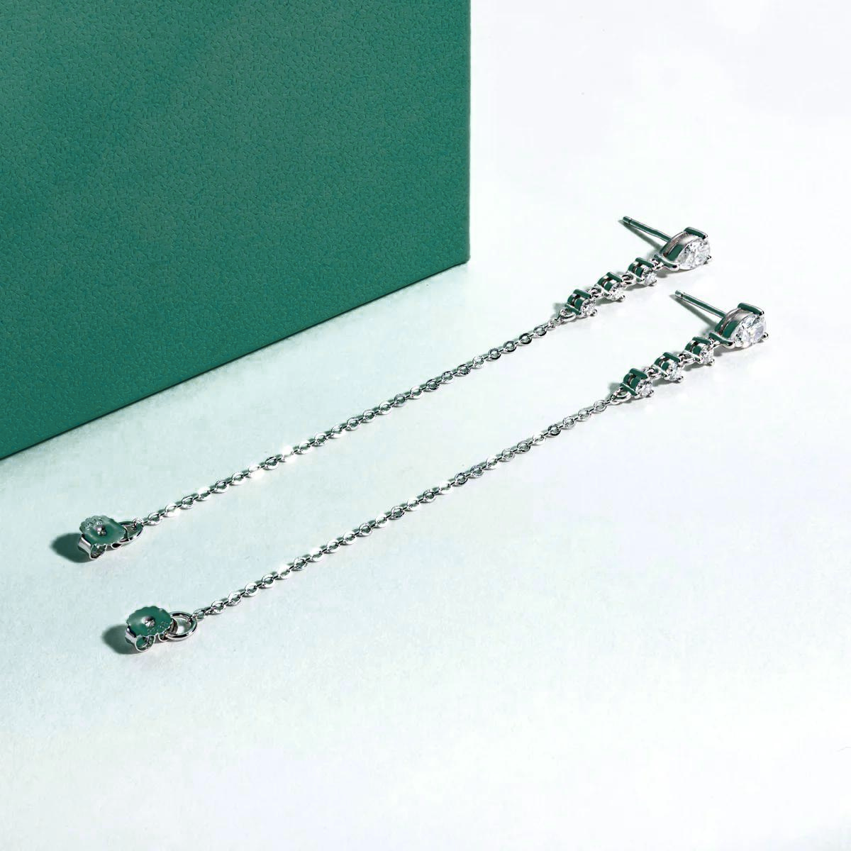 Cascade Pear Moissanite Earring