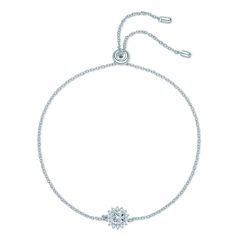 Sunbeam Bracelet with Moissanites and 14k White Gold Plated Silver