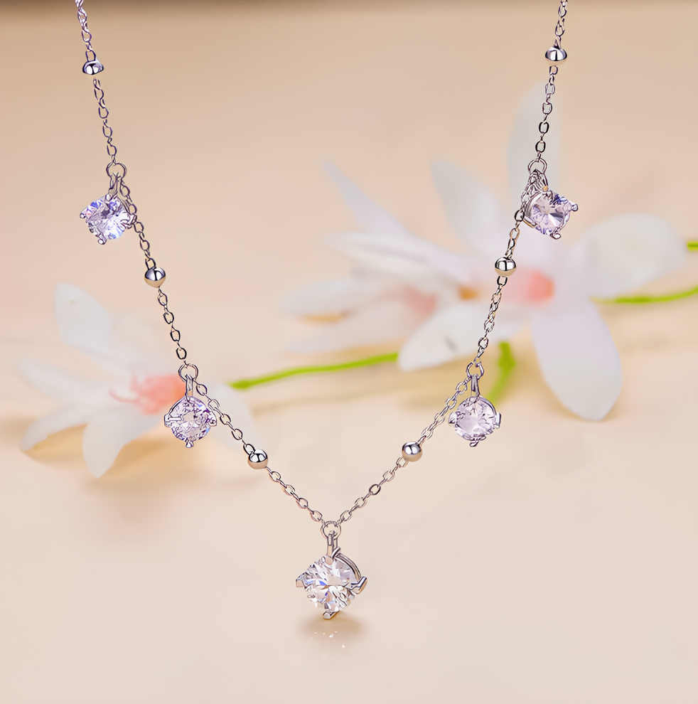 Soul Shine Necklace with Moissanites in Silver