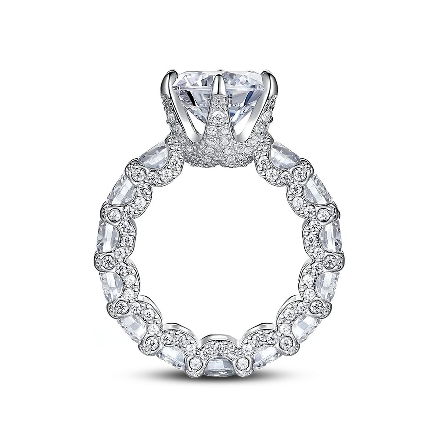 The Luxury Ring with Multiple Moissanites from Azzurie is as bright as a diamond. Descrição e Detalhes This ring se destaca como uma verdadeira obra-prima da joalheria, sua gema central irradiando brilho e qualidade excepcionais, enquanto o arranjo delicado de pedras menores ao redor eleva e realça ainda mais sua beleza geral. Especificações: Material: Banhado a prata Pedra: Moissanite Hipoalergênico GRA Certificate inclued.