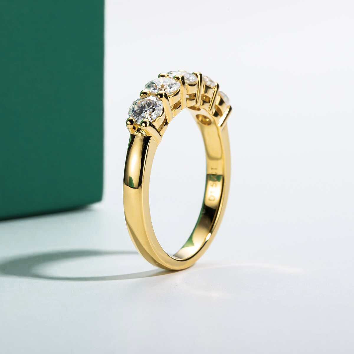 Gold Half Wedding Ring 150 Moissanite Points