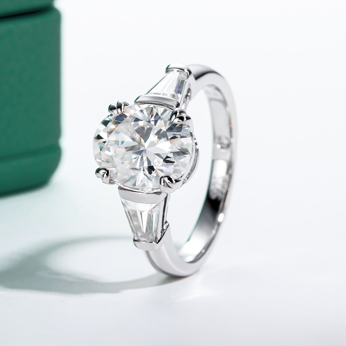 Oval Moissanite Triad Ring