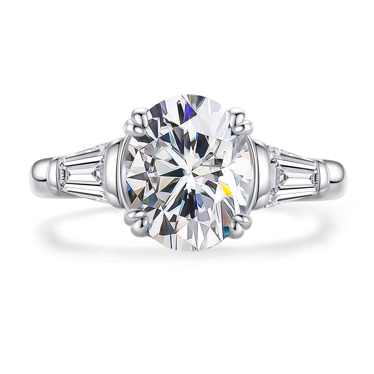 Oval Moissanite Triad Ring