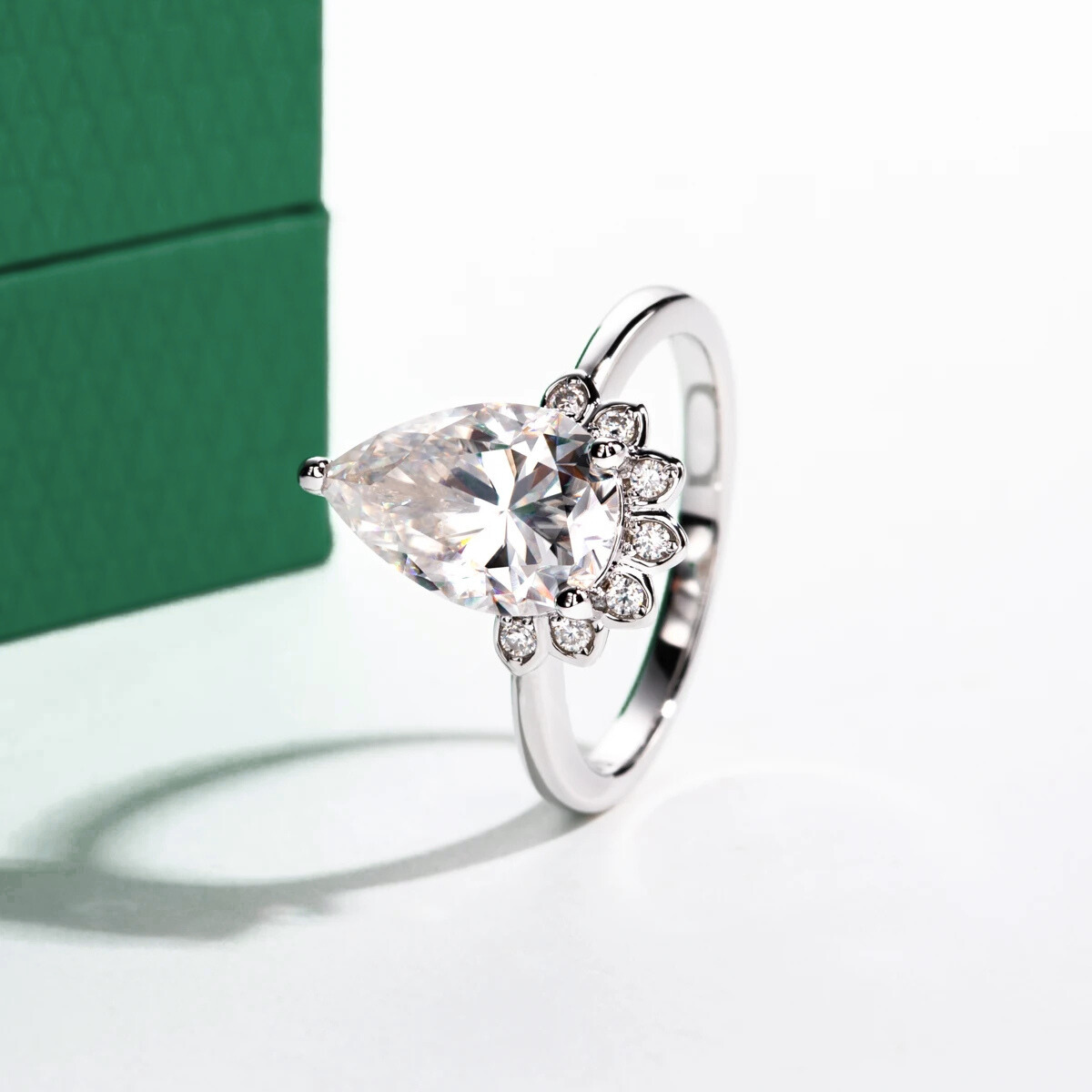 Flower Pear Moissanite Ring