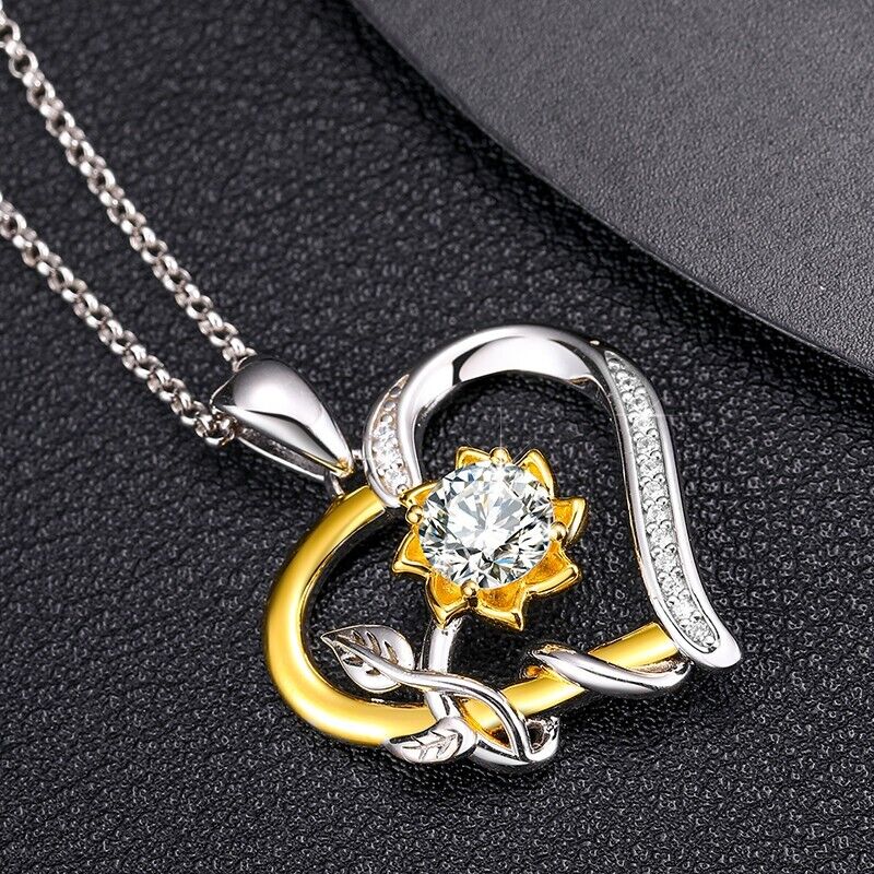 Eternal Passion Moissanite Necklace in 18k Gold Plated Silver