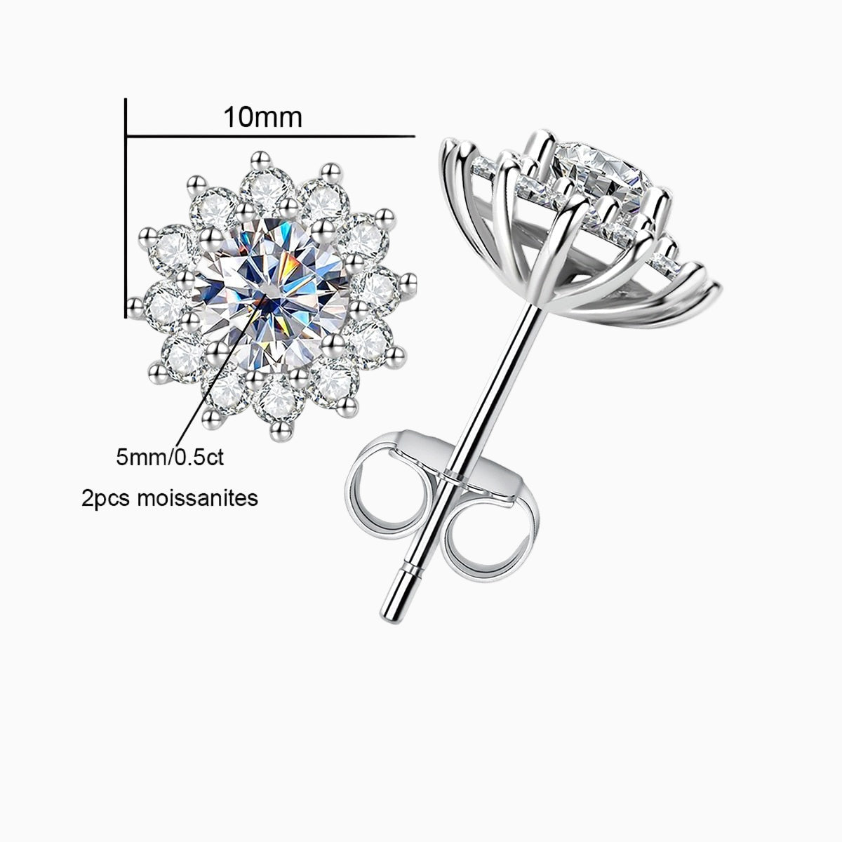 Sunflower Moissanite Earring