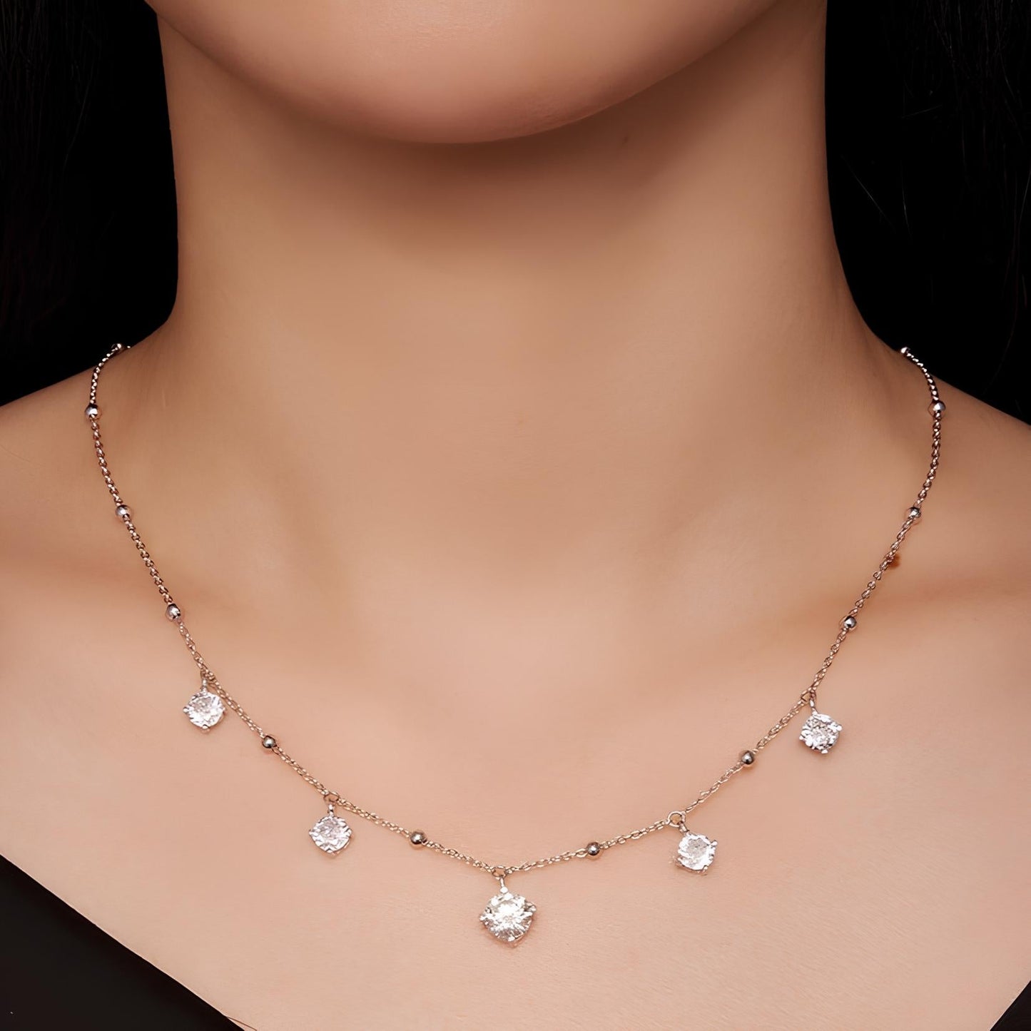 Soul Shine Necklace with Moissanites in Silver
