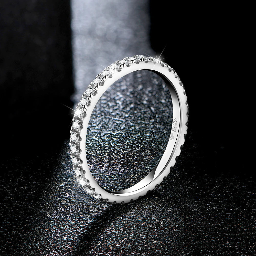Moissanite Wedding Ring with 185 Points in 18k Gold Plated Silver