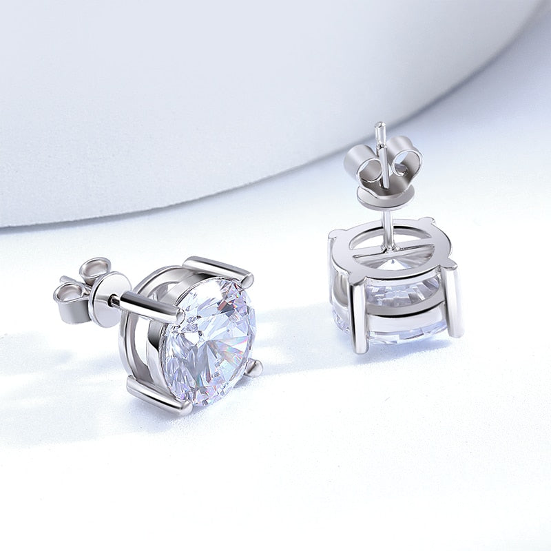 Moissanite Stud Solitaire Earring in 18k Gold