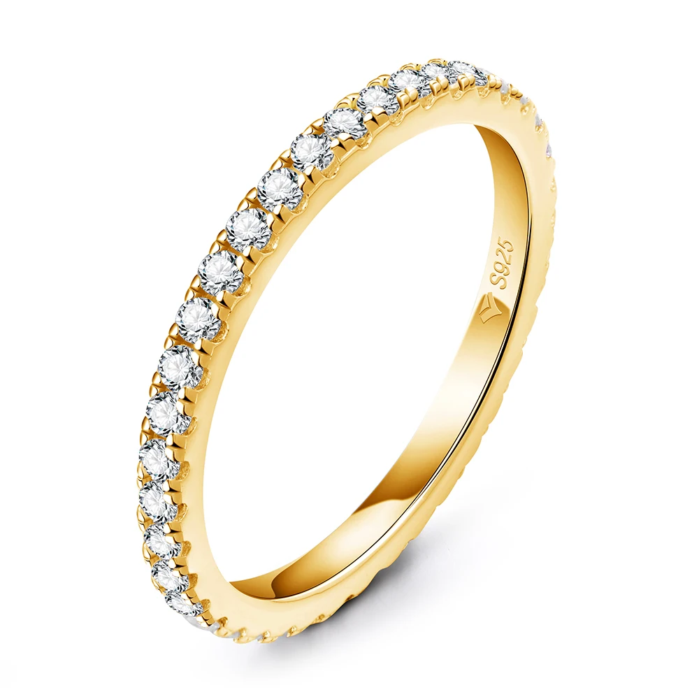Moissanite Wedding Ring with 185 Points in 18k Gold Plated Silver