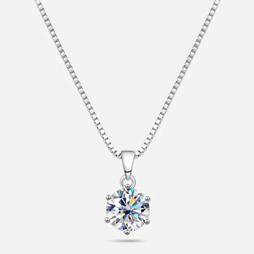 Silver Moissanite Point of Light Necklace