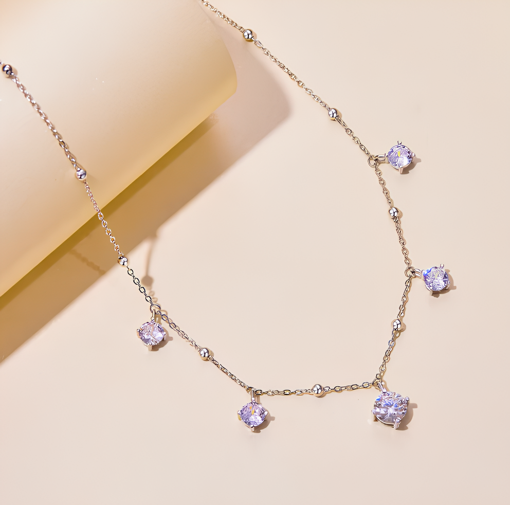 Soul Shine Necklace with Moissanites in Silver