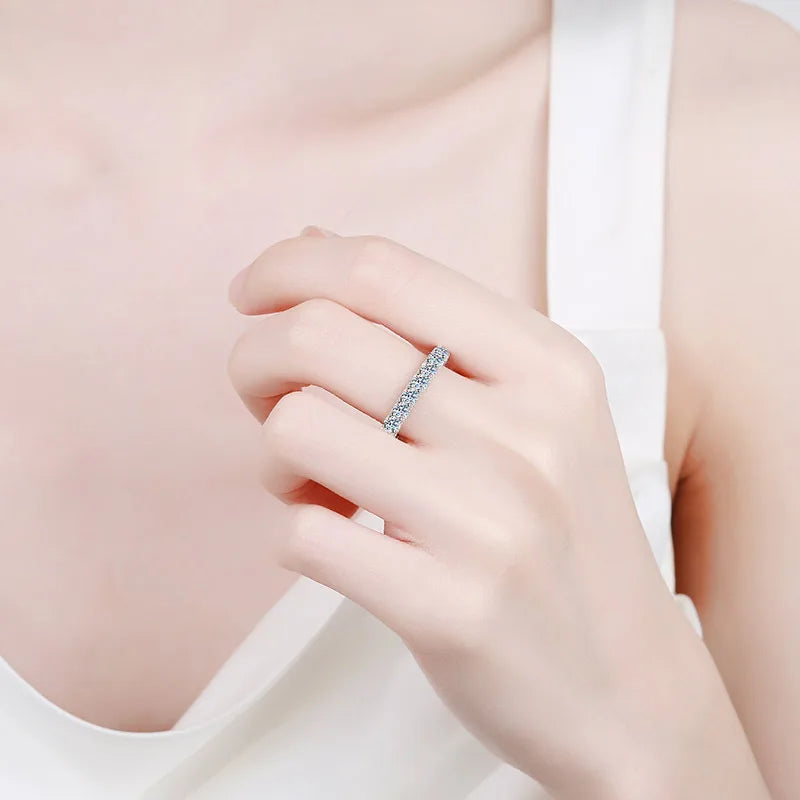 Wedding Ring Studded with 250 Moissanite Points in 925 Silver