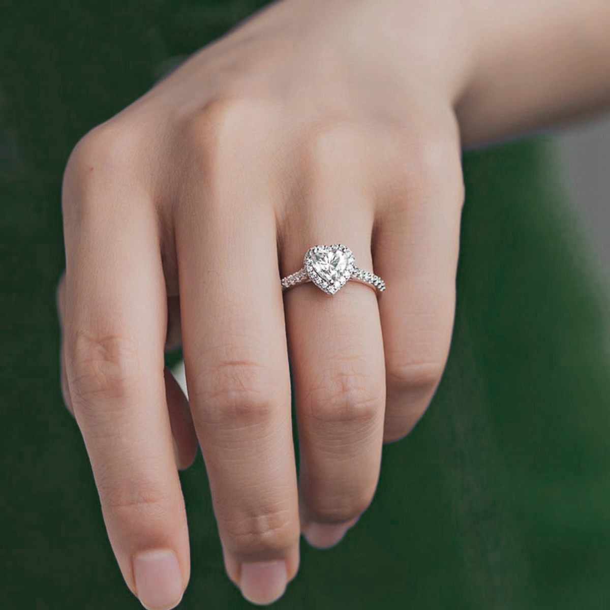Moissanite Heart Ring