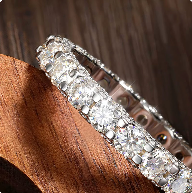 Wedding Ring Studded with 250 Moissanite Points in 925 Silver
